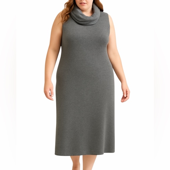 Ralph Lauren Dresses & Skirts - Ralph Lauren Silk Cashmere Cowl Neck Sleeveless Gray Midi Sweater Dress Size XL